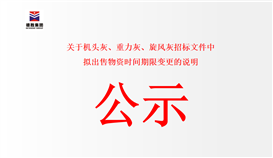 关于机头灰、重力灰、旋风灰招标文件中拟销售物资功夫期限调换的注明